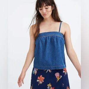 NWT Madewell Denim Convertible Tie-Back Top in Alberta Wash - Medium - Blue